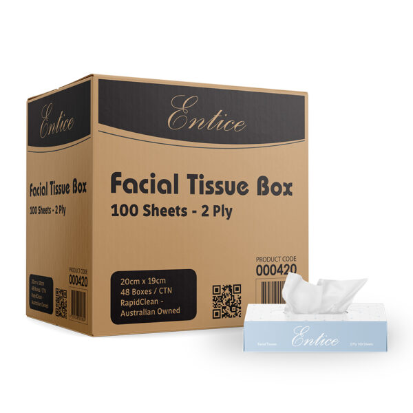 RapidClean Entice Facial Tissue 2Ply 100s - RapidClean