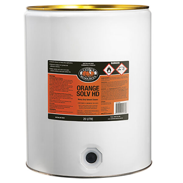 Oates Orange Solv HD Citrus Resources is a powerful water-soluble solvent that is an alternative to strong petroleum, chlorinated, or glycol ether solvents used for heavy-duty cleaning and degreasing.
