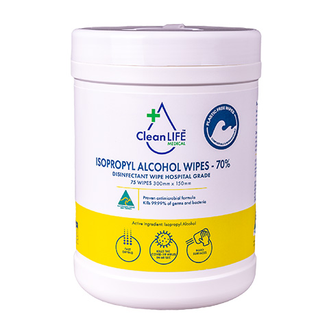 CleanLIFE Medical Isopropyl Alcohol Wipes 70% Canister