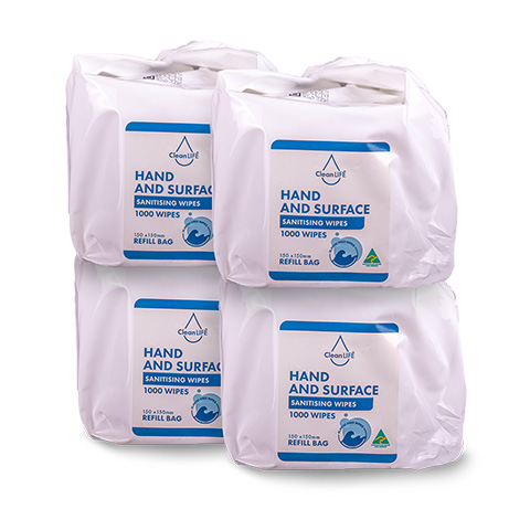 CleanLIFE hand and surface wipes refill bag