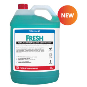 Fresh is an all-in-one application that rapidly cleans and disinfects washrooms and bathrooms including; showers, sink basins, tiles, and toilets in one efficient operation.