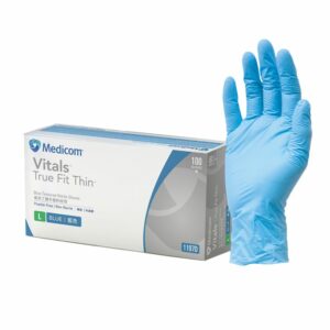 Medicom Vitals® True Fit Thin Blue Textured Nitrile Gloves PF