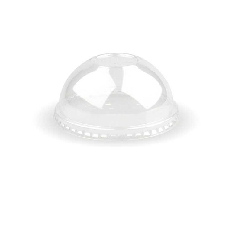 BioPak 390-650ml / 12-22oz 90mm Clear PLA Dome Lid For Paper Cold Cups